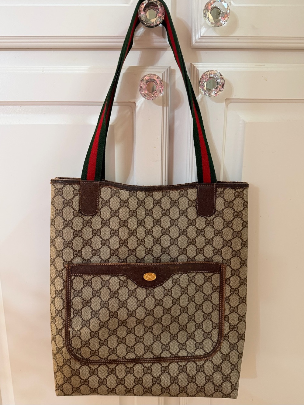 Vintage Gucci Sherry Line GG Canvas Tote